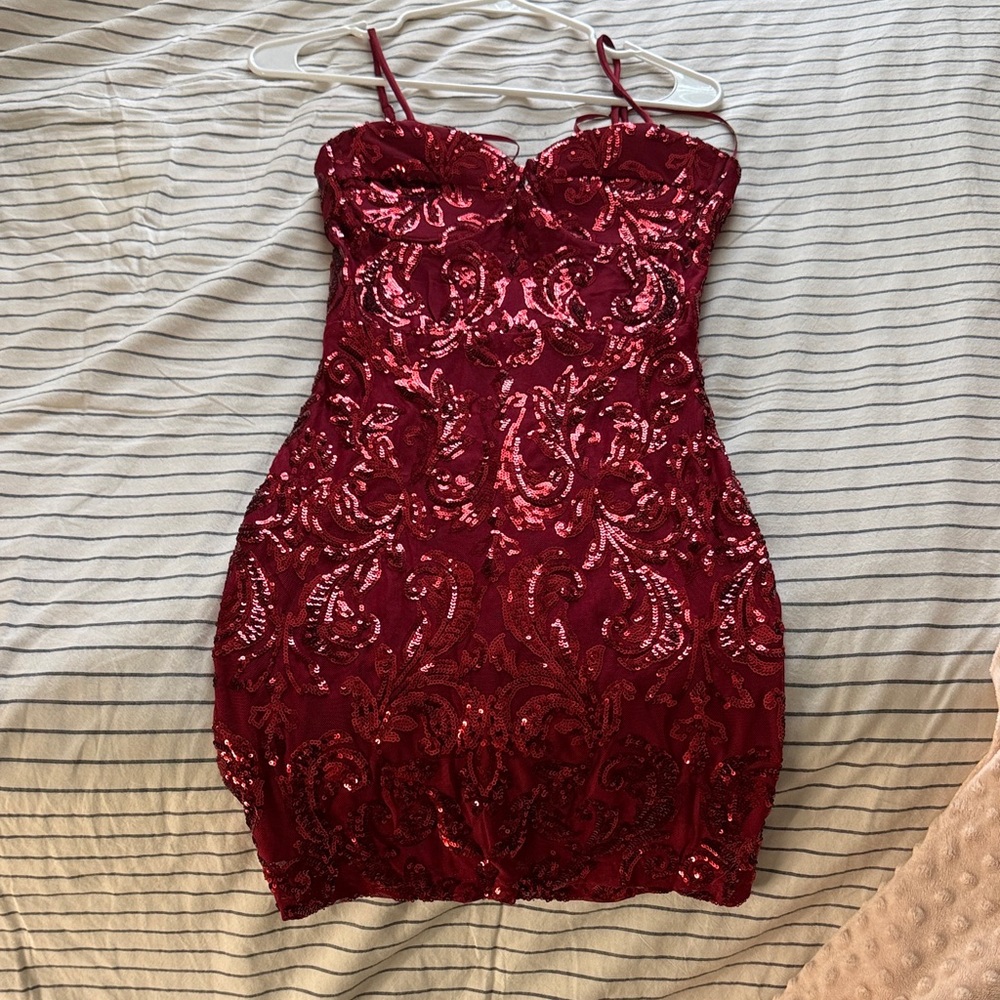 Windsor Burgundy Sequin Mini Dress